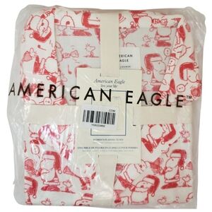 American Eagle Flannel Pajama Set Snoopy Holiday Christmas Medium, XL Red NWT 🐶